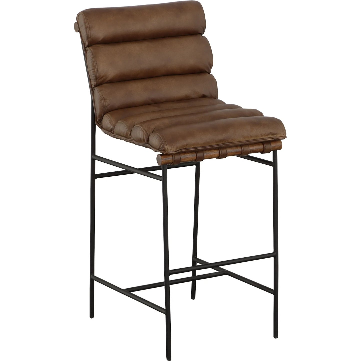 000 SI-2635989 | Primary Silo | Luca Bar Stool by Fairfield Chair in black and matte brown. Made from metal, mango solids, leather in a unique style.
