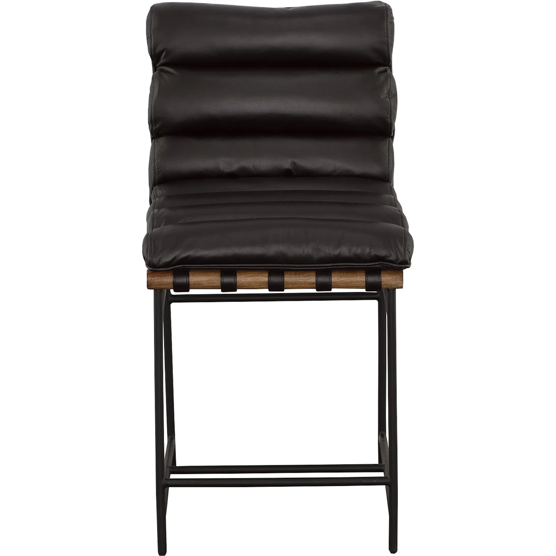 Luca Counter Stool by Fairfield Chair in black and matte black. Made from metal, mango solids, leather in a unique style.