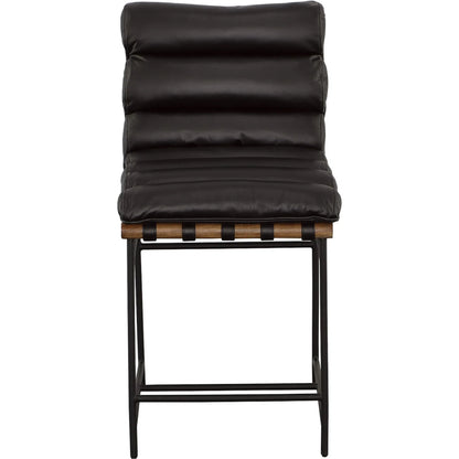 Luca Counter Stool by Fairfield Chair in black and matte black. Made from metal, mango solids, leather in a unique style.