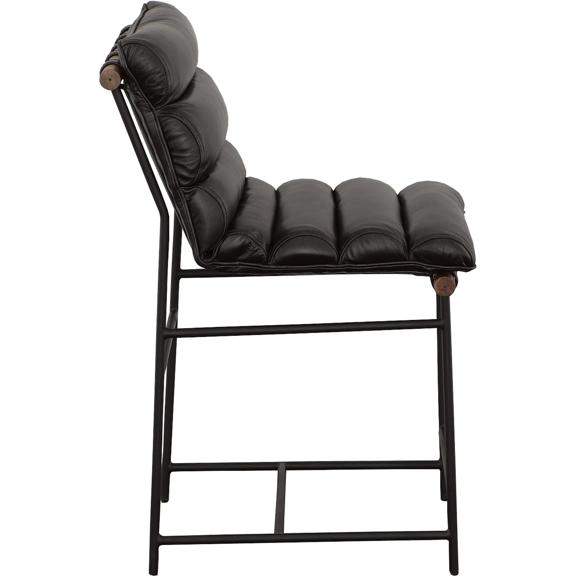 Luca Counter Stool by Fairfield Chair in black and matte black. Made from metal, mango solids, leather in a unique style.