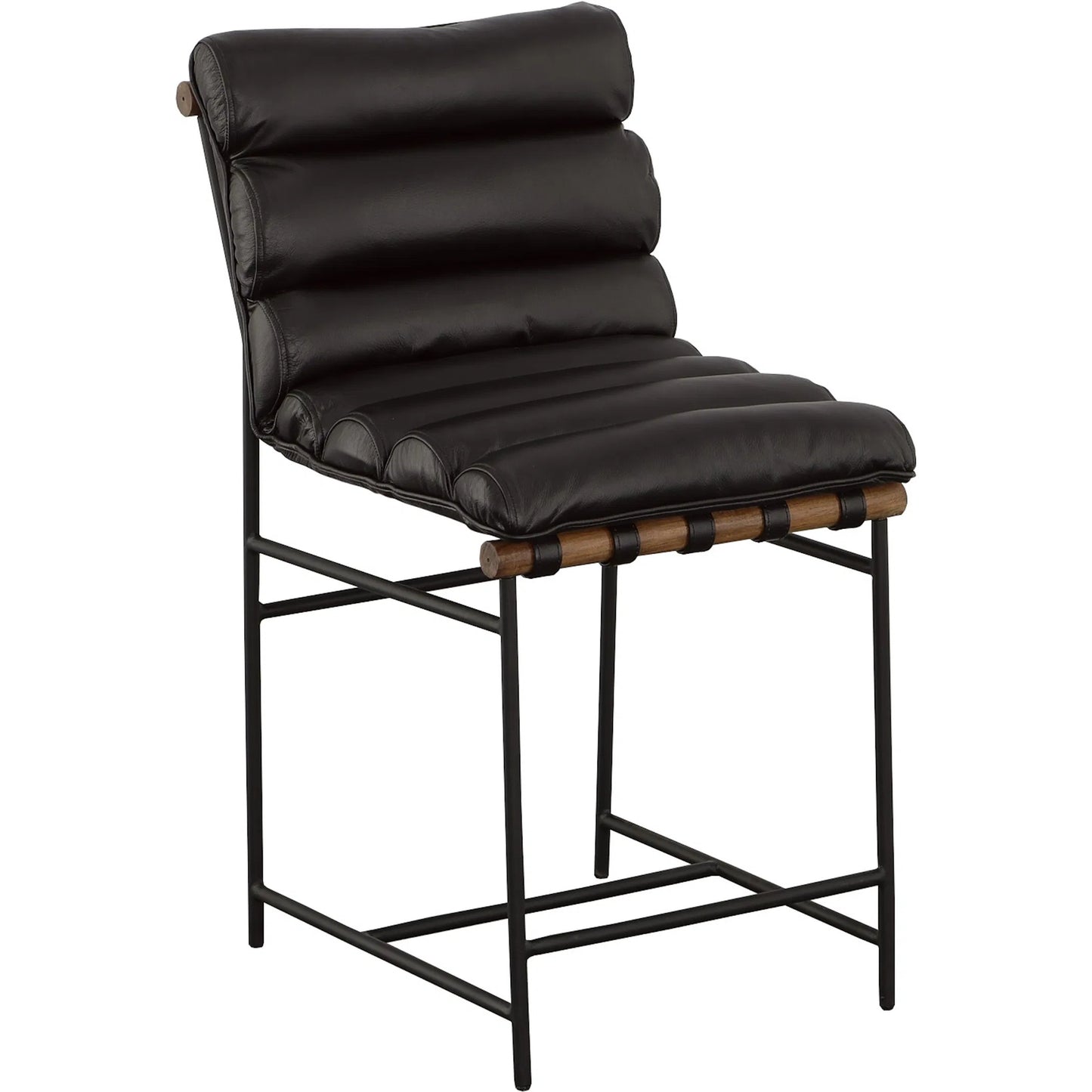 000 SI-2635990 | Primary Silo | Luca Counter Stool by Fairfield Chair in black and matte black. Made from metal, mango solids, leather in a unique style.