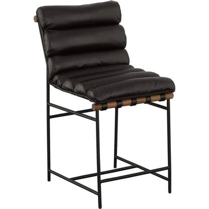 Luca Counter Stool by Fairfield Chair in black and matte black. Made from metal, mango solids, leather in a unique style.