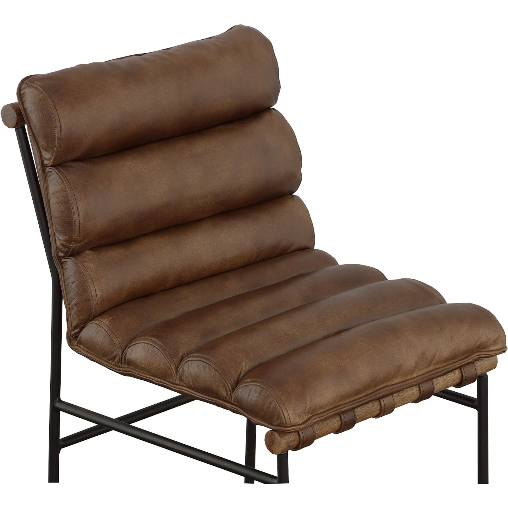 Luca Bar Stool by Fairfield Chair in black and matte brown. Made from metal, mango solids, leather in a unique style.