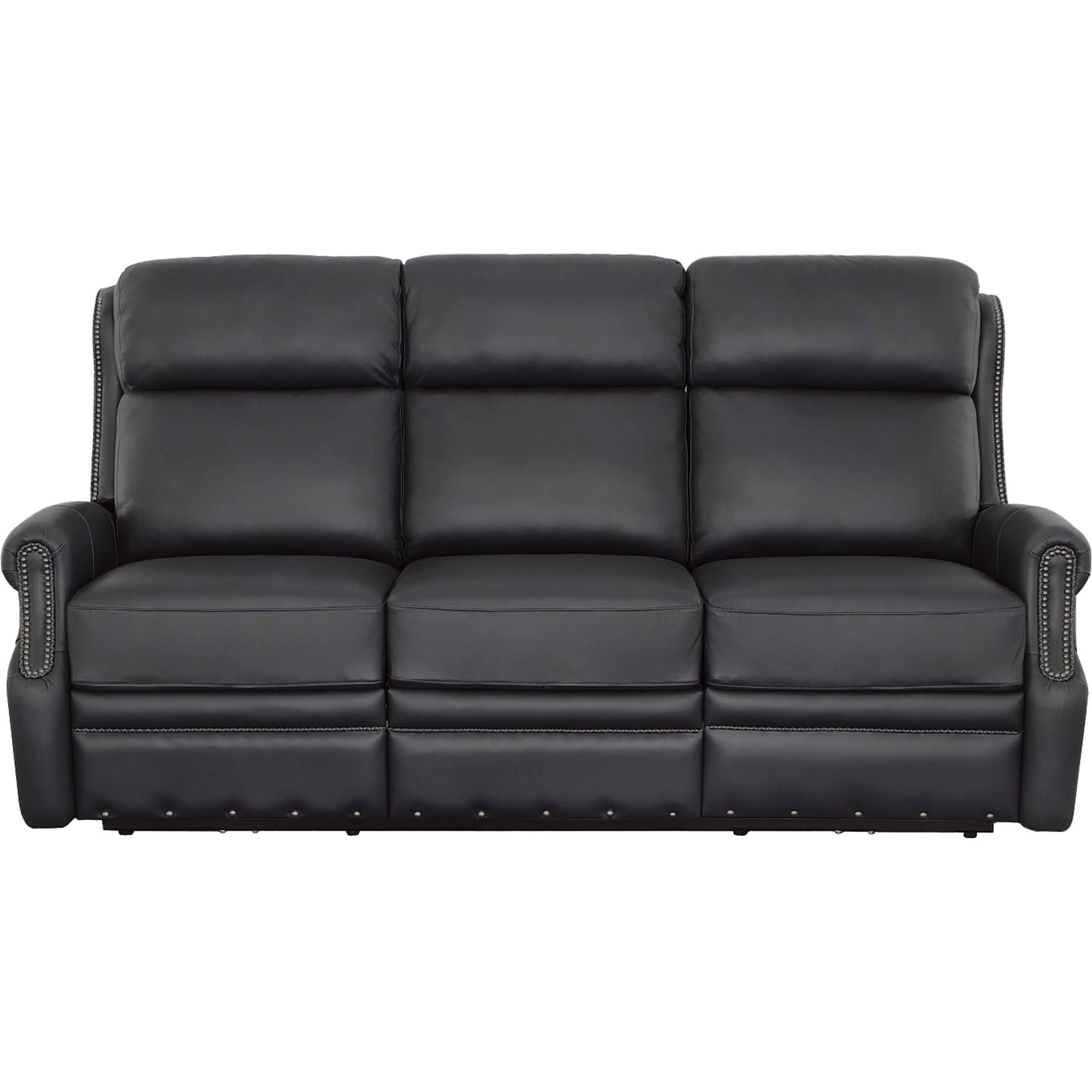 003 SI-2635991 | Additional Silo | Hailey Power Left and Right Reclining Sofa by Fairfield Chair in dark brown and denim leather. Made from maple solids in a unique style.