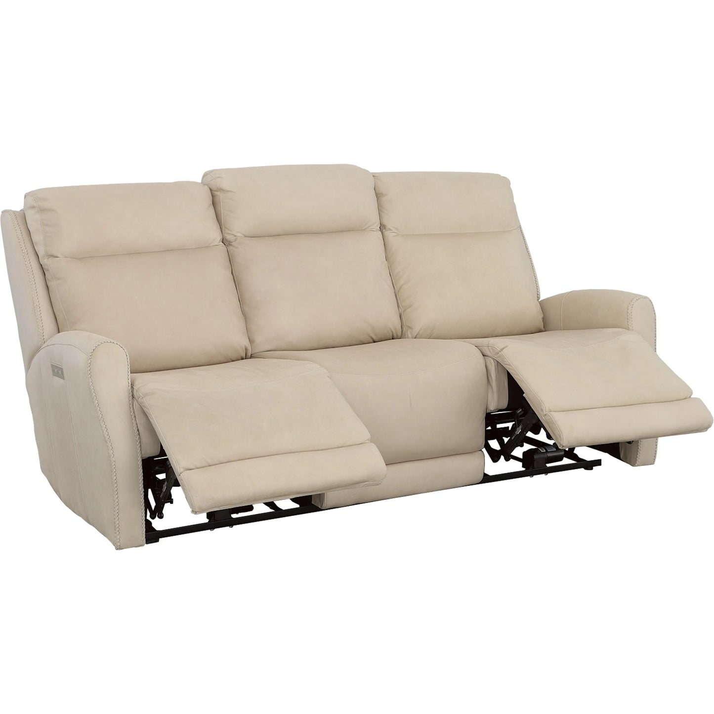 001 SI-2635992 | Additional Silo | Ashley Power Left and Right Reclining Sofa by Fairfield Chair in tan and khaki leather. Made from maple solids in a unique style.