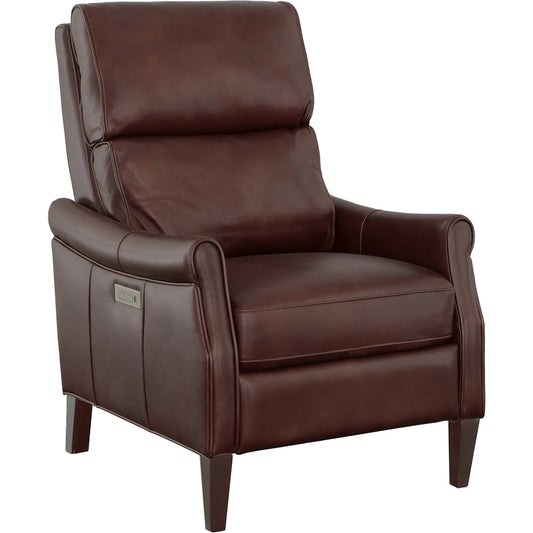 000 SI-2635993 | Primary Silo | "The Leather Reserve" Claudia Power Recliner by Fairfield Chair in brown and tobacco. Made from maple solids in a traditional style.
