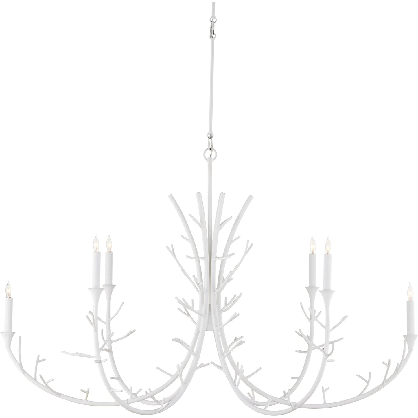 001 SI-2191861 | Primary Silo | Twiggy Oval Chandelier by Currey and Company in gesso white. Made from wrought iron in a modern style.