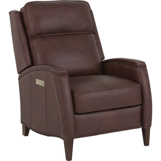 000 SI-2635996 | Primary Silo | "The Leather Reserve" Xavier Power Recliner, Double Incline by Fairfield Chair in brown and tobacco. Made from maple solids in a traditional style.