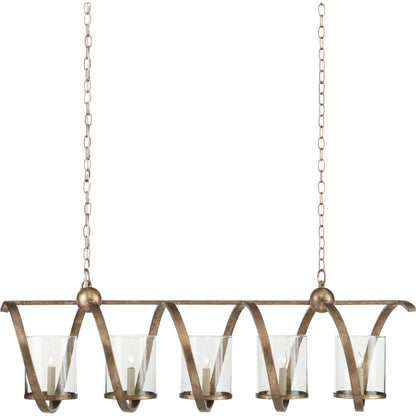 Maximus Chandelier by Currey and Company. Made from wrought iron, glass in a modern style.