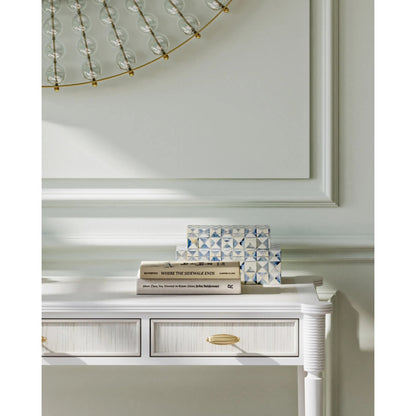 Sky Box Set by Currey and Company in blue, white. Made from bone, wood in a unique style.