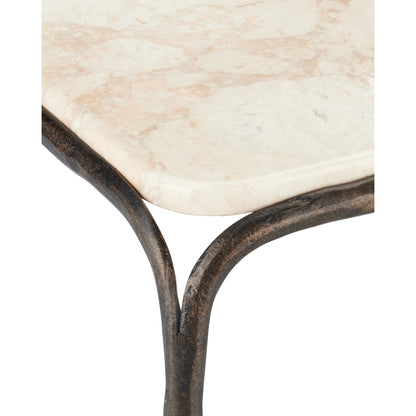 Crema Cocktail Table by Currey and Company in natural, bronze. Made from marble, iron in a modern style.