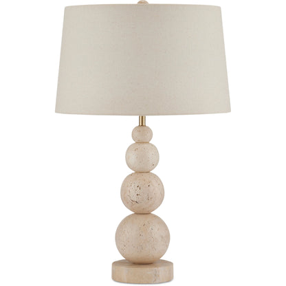 Niobe Table Lamp by Currey and Company in natural. Made from travertine in a modern style.