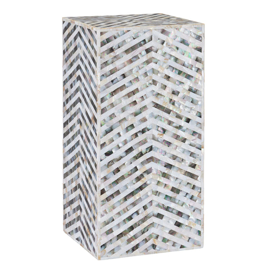 Sessa Accent Table by Currey and Company in natural. Made from mother of pearl, wood in a modern style.