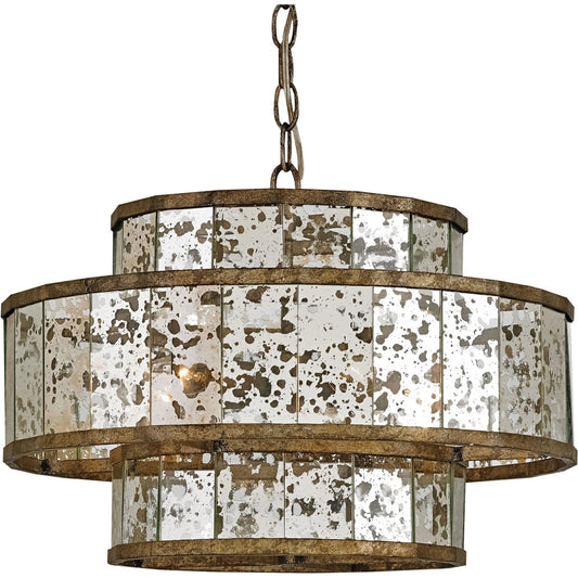 Fantine Chandelier by Currey and Company. Made from wrought iron, glass in a traditional style.