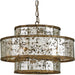 Fantine Chandelier by Currey and Company. Made from wrought iron, glass in a traditional style.