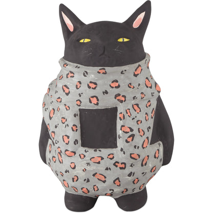 Feline Object by Currey and Company in black, gray, pink. Made from porcelain in a modern style.