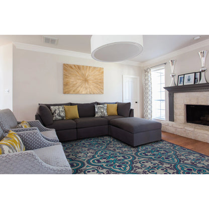 Saphir Callo Damask Rug - 3262F by Feizy in tan, taupe, blue. Made from unique in a unique style.