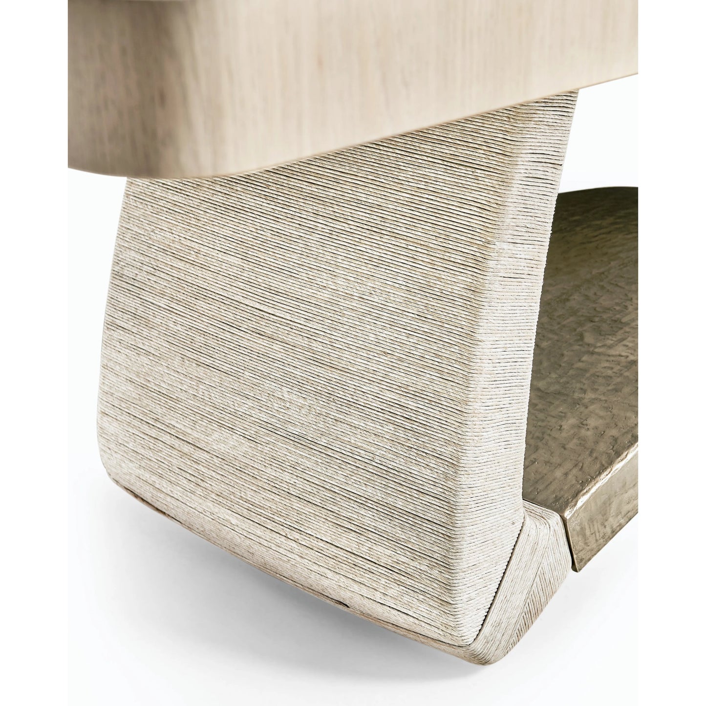 007 SI-2186262 | Closeup | Water Swell Danish Cord Dining Table by Jonathan Charles in bleached oak. Made from oak, danish cord, metal in a transitional style.