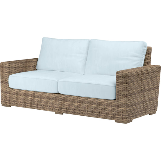 Havana Outdoor Loveseat by Sunset West in tobacco. Made from resin wicker in a modern style.