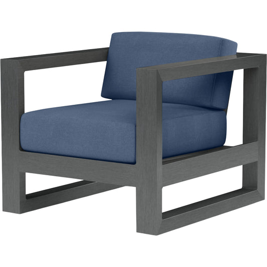 Redondo Outdoor Club Chair by Sunset West in grays. Made from aluminum in a modern style.