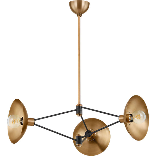 Axel 3-Light Chandelier by Troy in patina brass, soft black. Made from steel in a unique style.