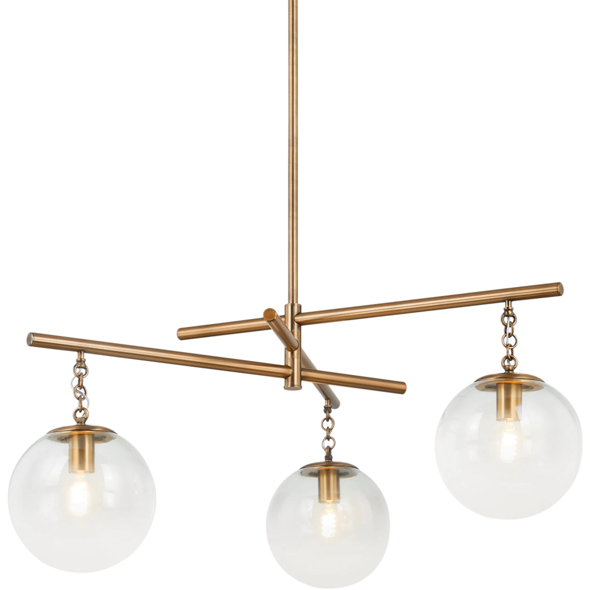 Wade Chandelier by Troy in patina brass. Made from steel in a modern style.