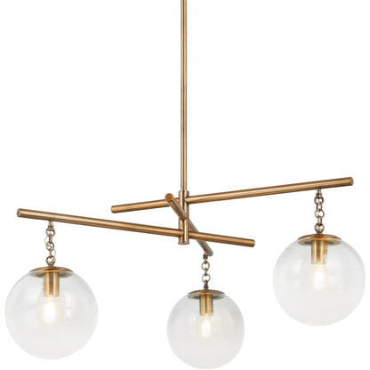 Wade Chandelier by Troy in patina brass. Made from steel in a modern style.