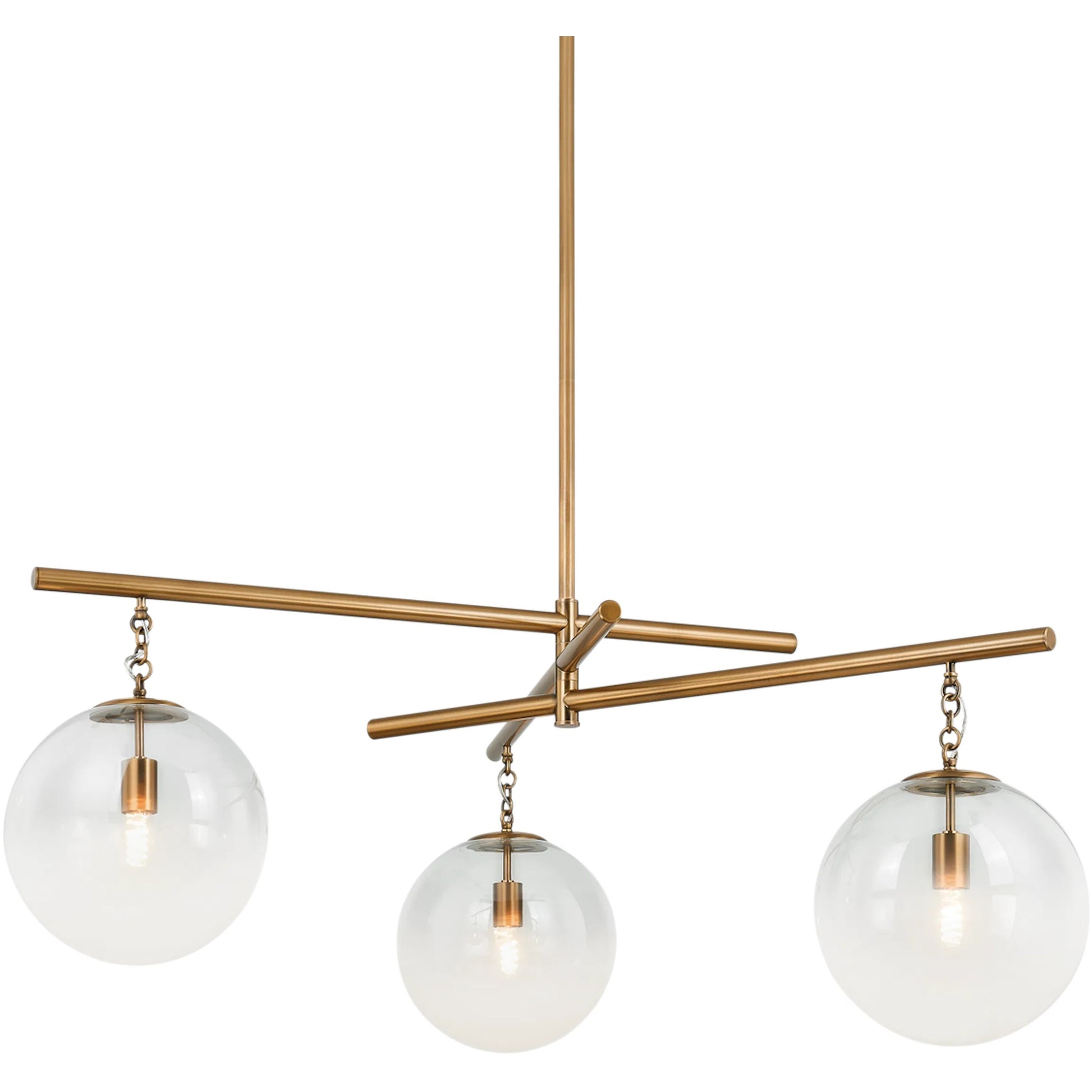 Wade Chandelier by Troy in patina brass. Made from steel in a modern style.