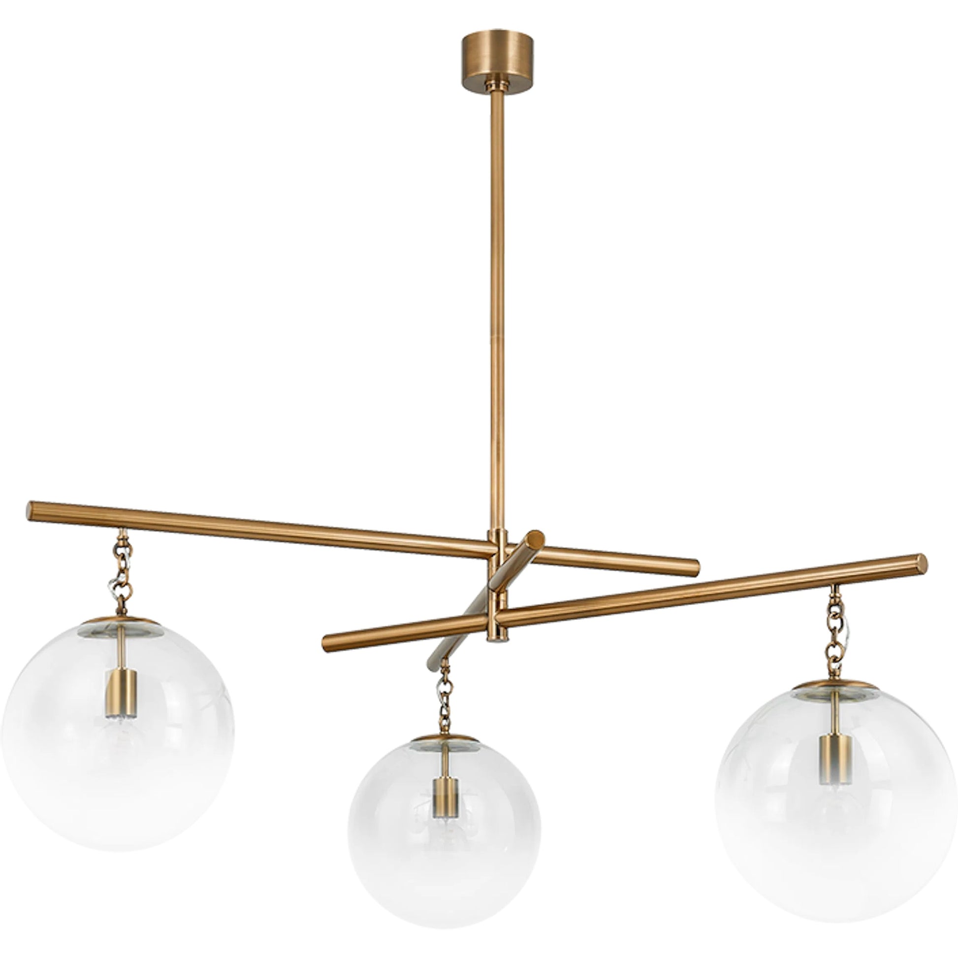 Wade Chandelier by Troy in patina brass. Made from steel in a modern style.