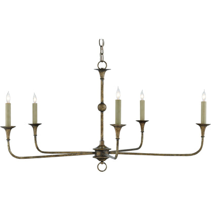 Nottaway Chandelier by Currey and Company. Made from wrought iron in a modern style.