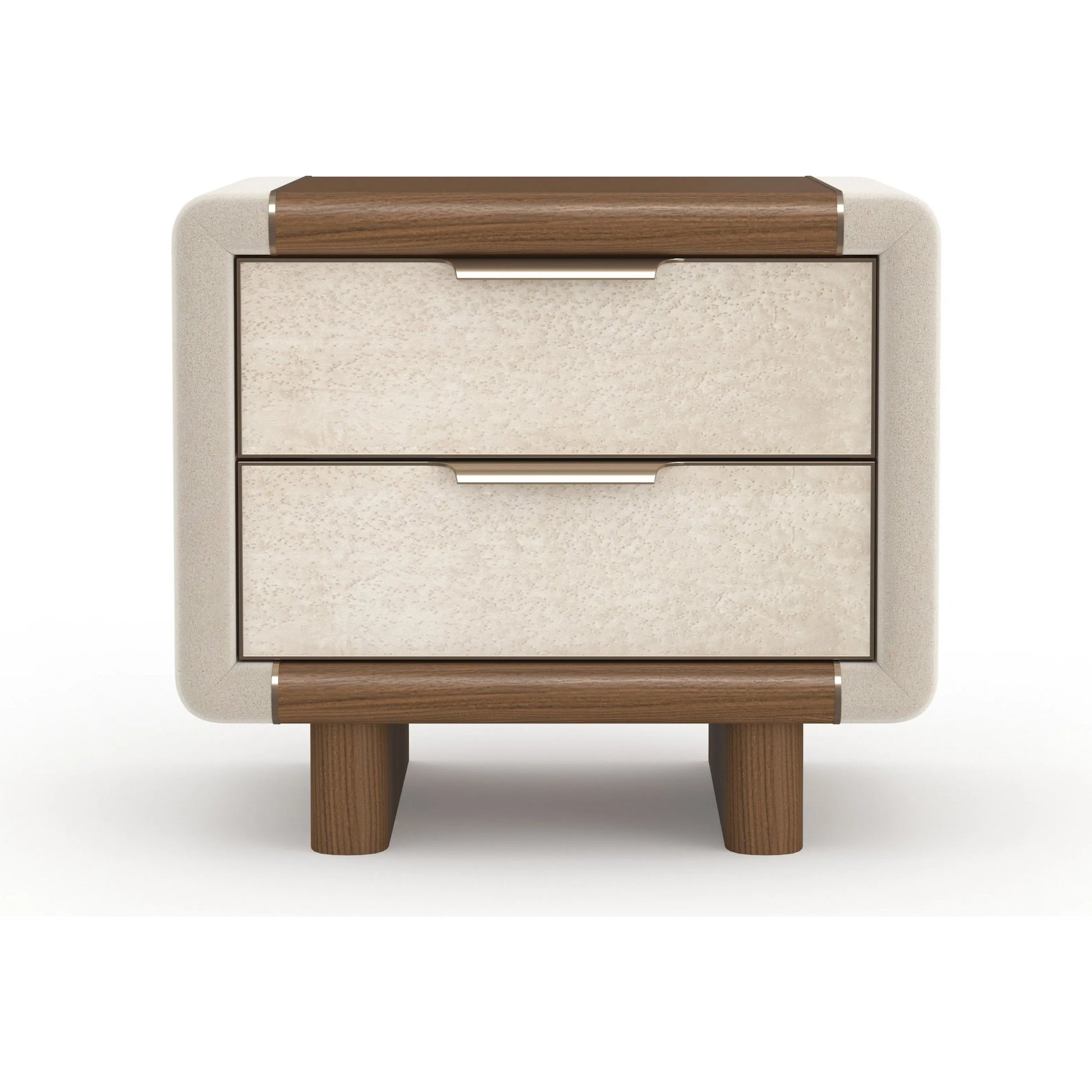 Botero Small Nightstand by Caracole in retro walnut. Made from unique in a transitional style.