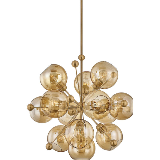 Ellory Chandelier by Troy in patina brass. Made from steel in a unique style.