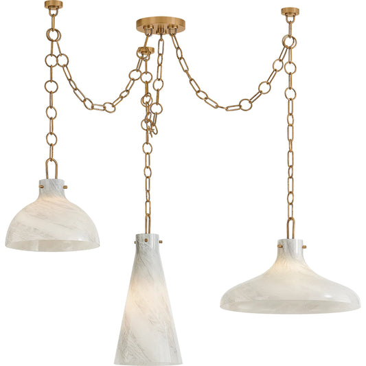 Joaquin Chandelier by Troy in patina brass. Made from steel in a unique style.
