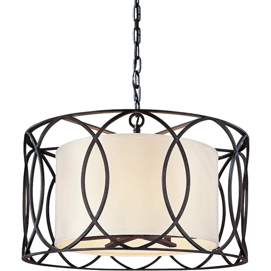 Sausalito Pendant Dining by Troy. Made from hand worked iron in a modern style.
