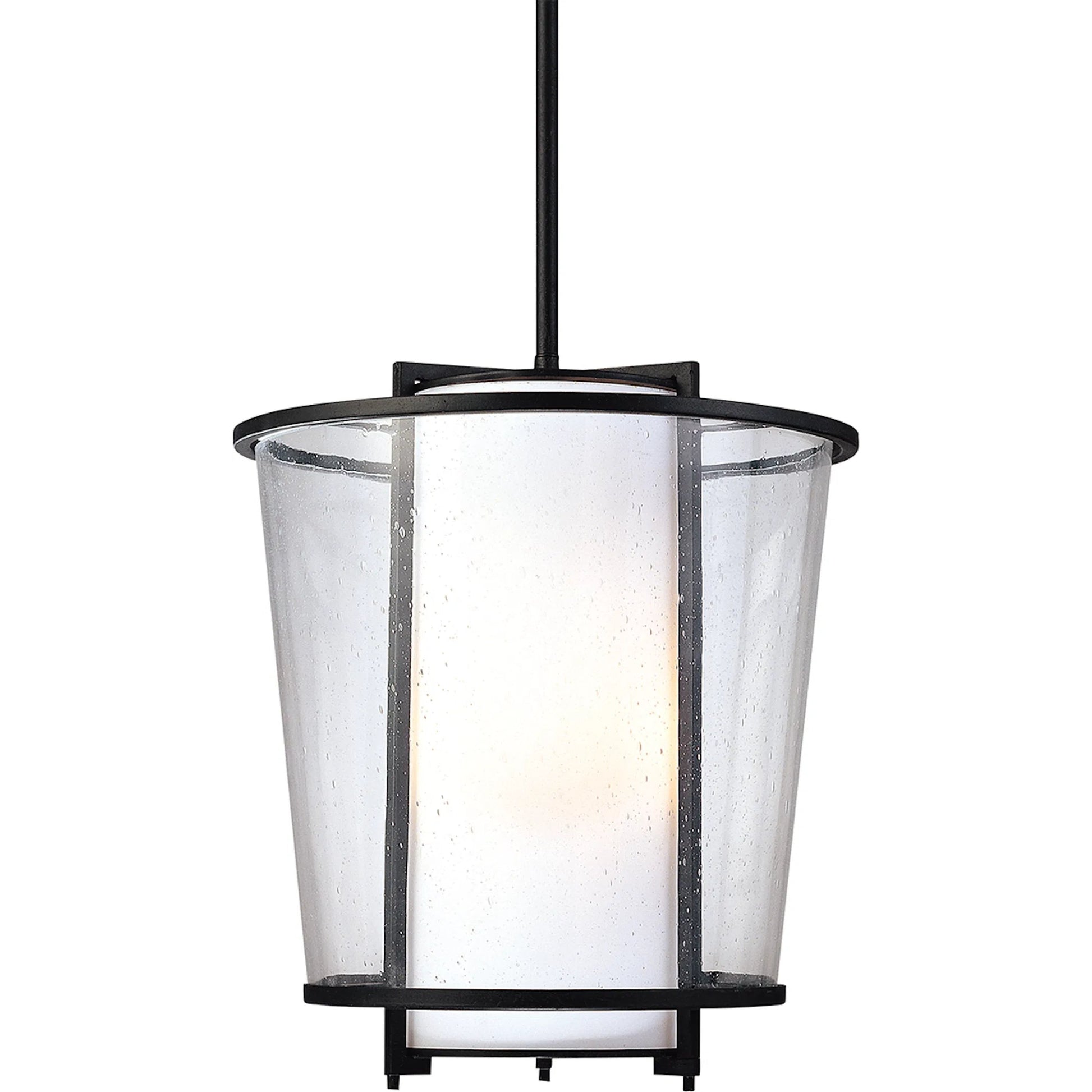 Bennington Pendant by Troy in forged bronze. Made from hand worked iron in a modern style.