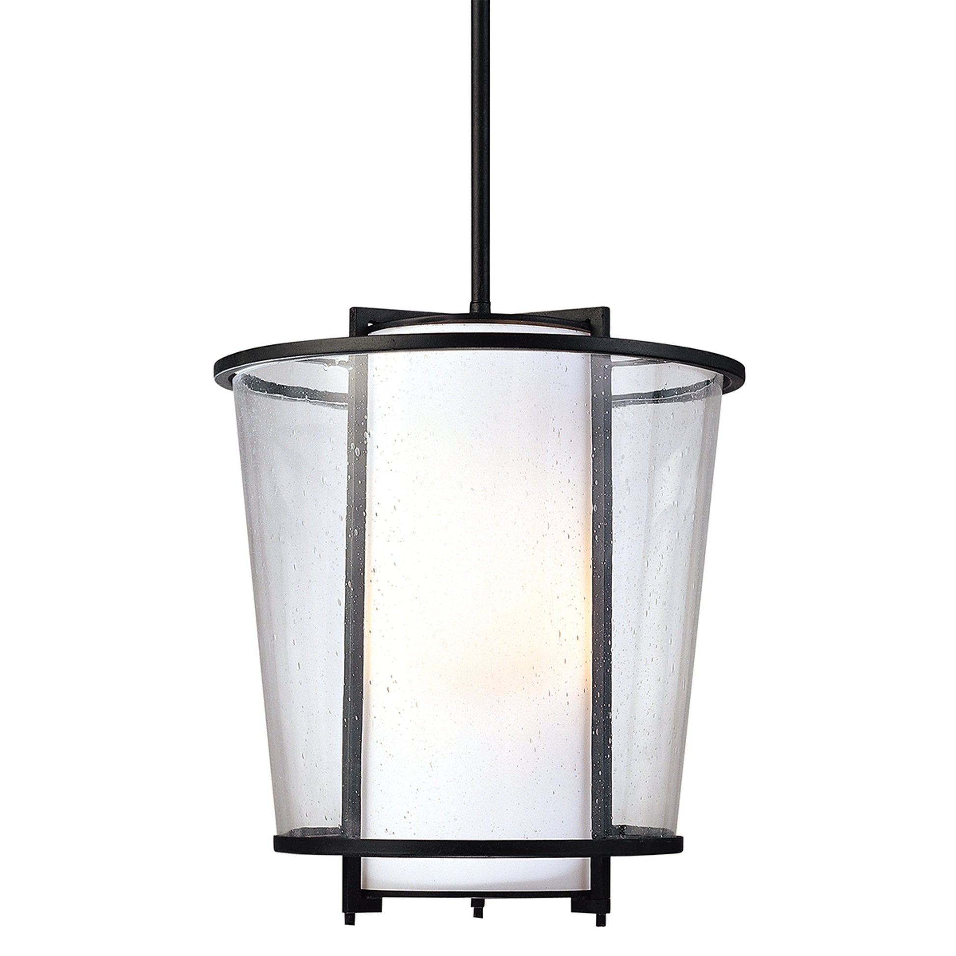 Bennington Pendant by Troy in forged bronze. Made from hand worked iron in a modern style.