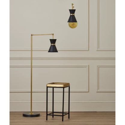Avignon Wall Sconce by Currey and Company in polished brass, black. Made from metal, paper in a modern style.