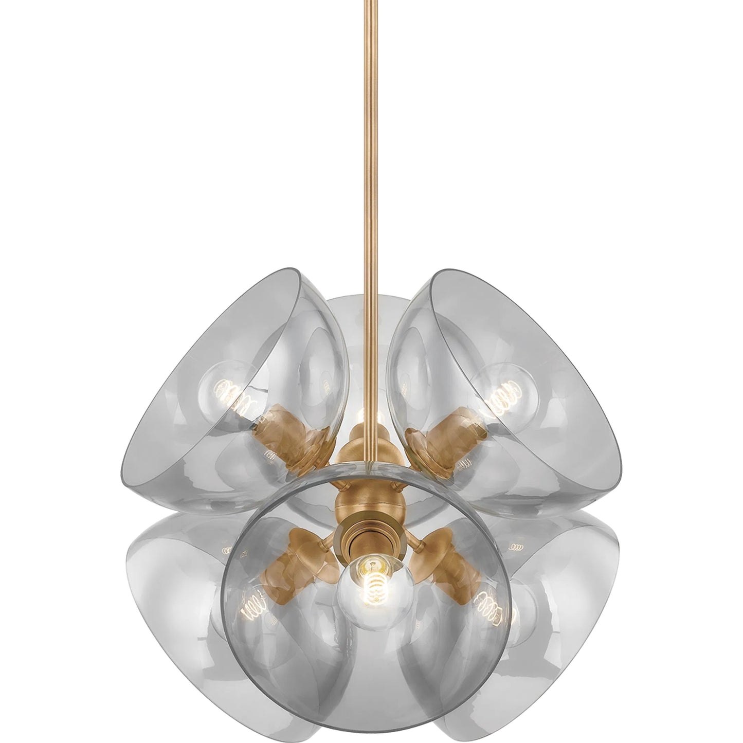 001 SI-2328302 | Primary Silo | Salix 6-Light Pendant by Troy in patina brass. Made from glass in a modern style.