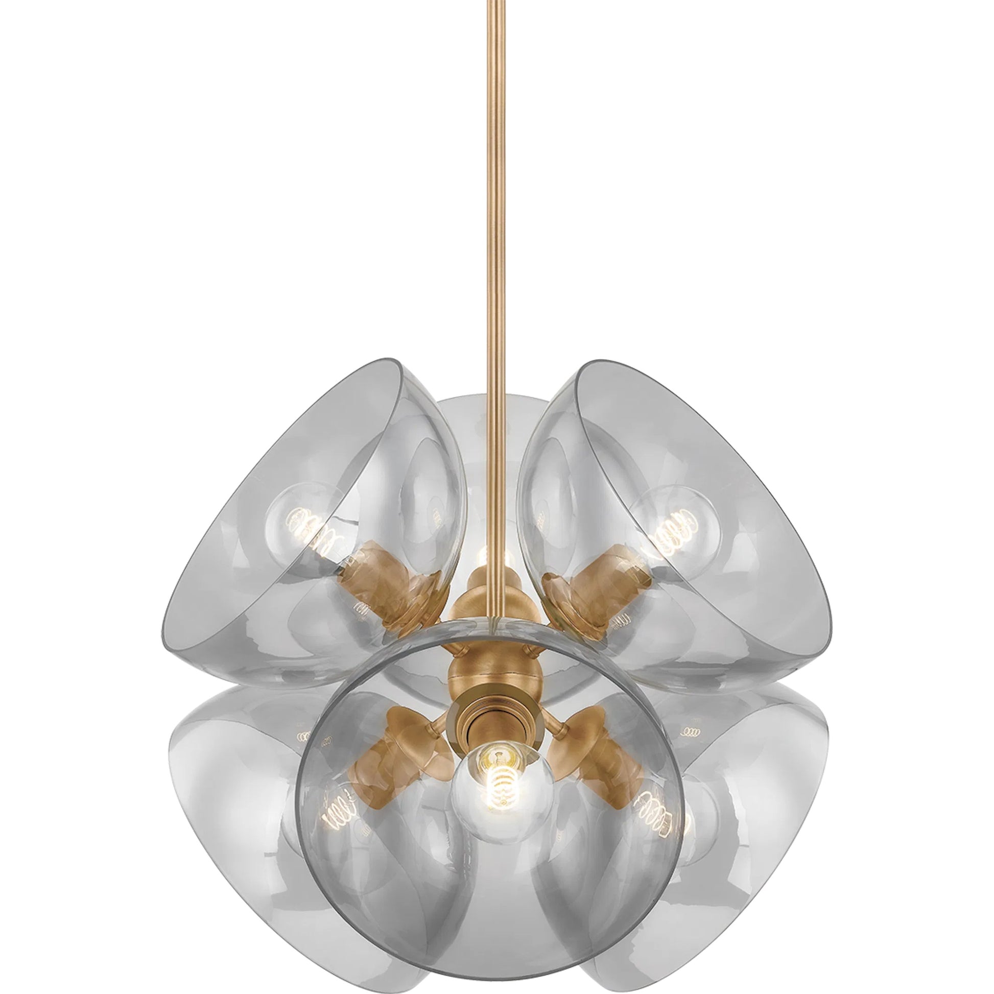 Salix 6-Light Pendant by Troy in patina brass. Made from glass in a modern style.