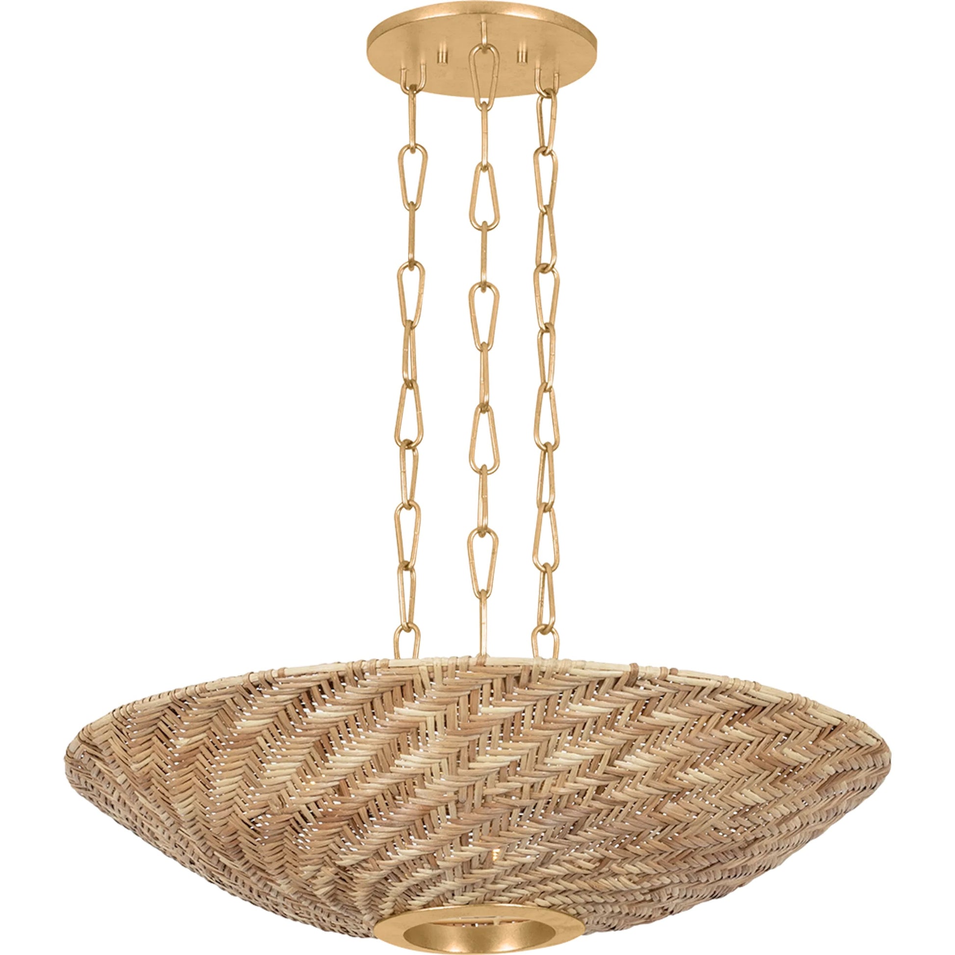 Ollie Pendant by Troy in vintage gold leaf. Made from iron in a unique style.