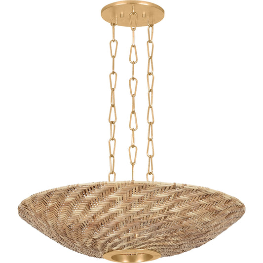 Ollie Pendant by Troy in vintage gold leaf. Made from iron in a unique style.