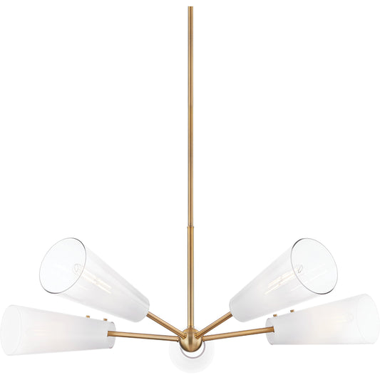 Camarillo 5 Light Chandelier by Troy in patina brass. Made from brass in a modern style.