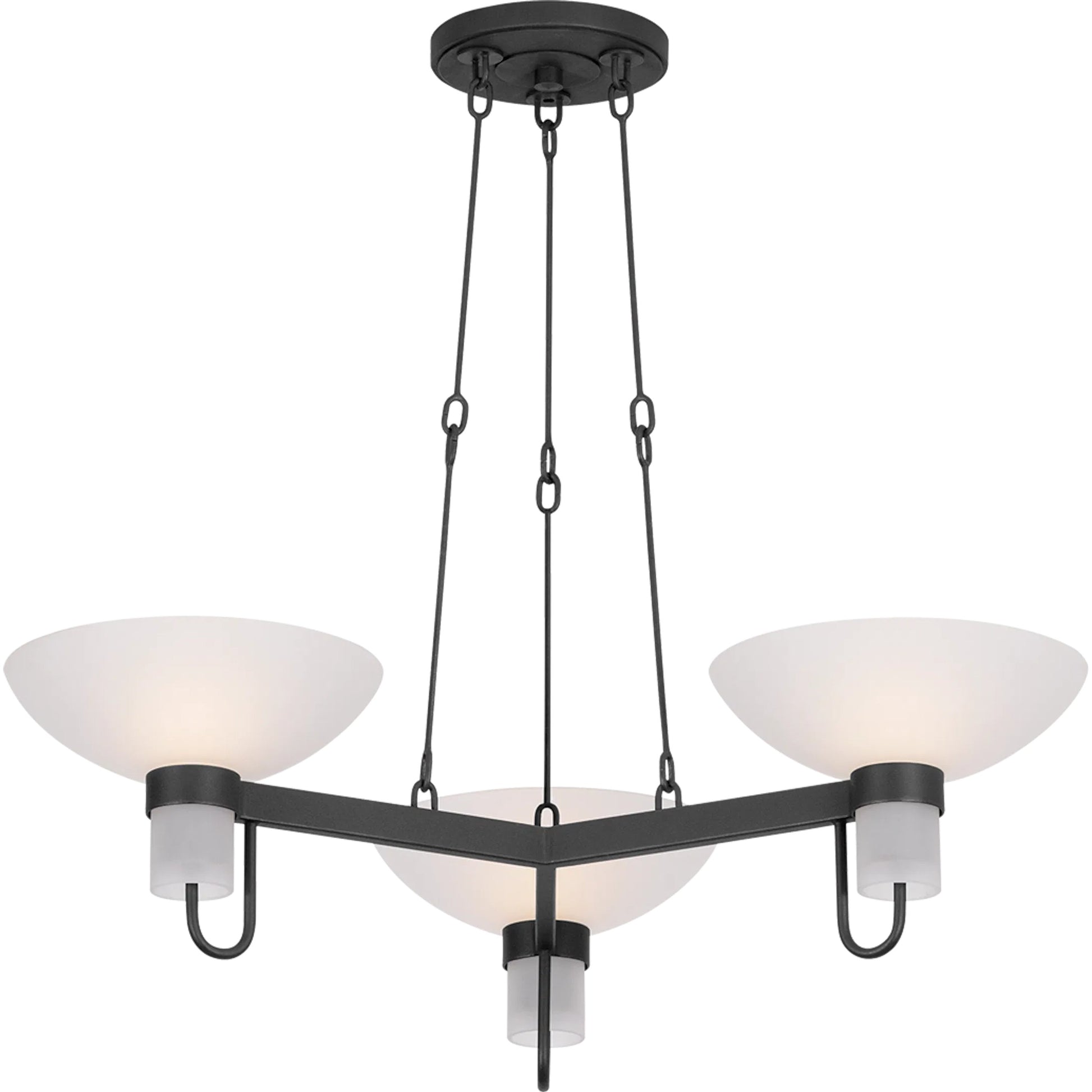 Arturo Chandelier by Troy in textured bronze. Made from iron in a unique style.