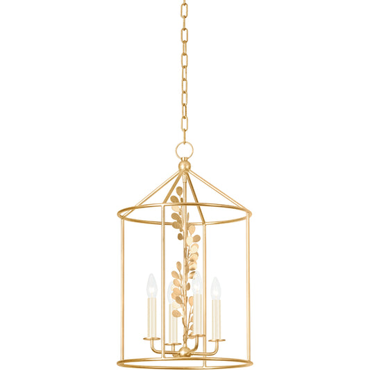 Adrienne 4 Light Lantern Pendant by Troy in vintage gold leaf. Made from unique in a modern style.