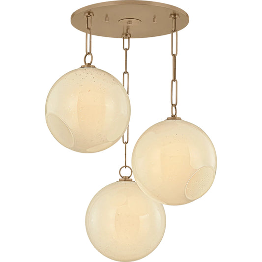 Bramble 3-LightChandelier by Troy in patina brass. Made from steel in a unique style.