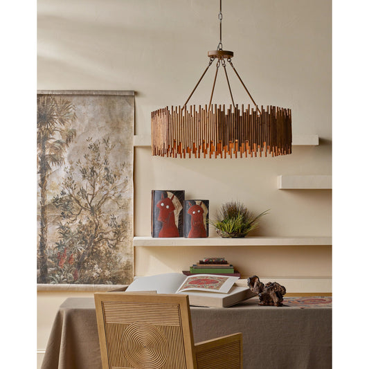 Santos Armchair by Currey and Company. Made from mahogany, rattan, brass in a modern style.