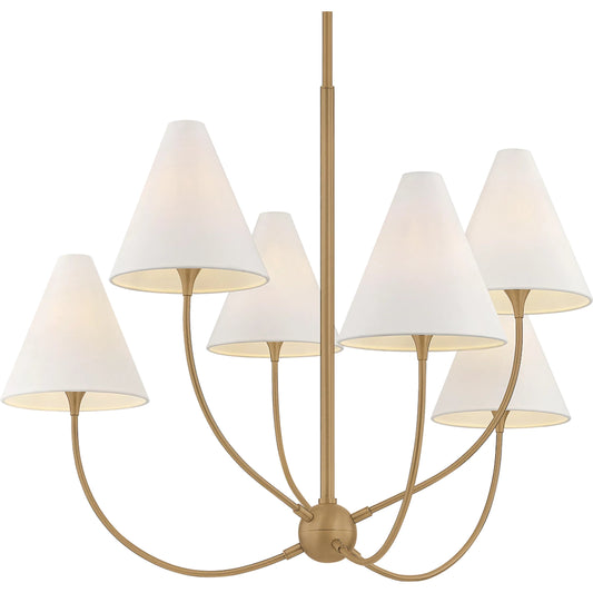 Evermore Chandelier by Troy in patina brass. Made from unique in a transitional style.