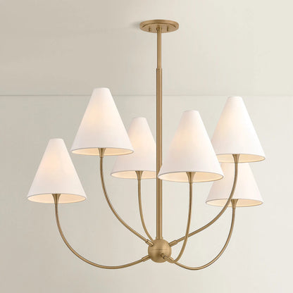 Evermore Chandelier by Troy in patina brass. Made from unique in a transitional style.
