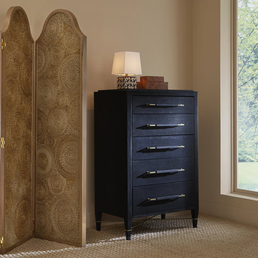 Anisa Sea Sand Etagere by Currey and Company. Made from oak, rattan cane in a cottage & farmhouse style.