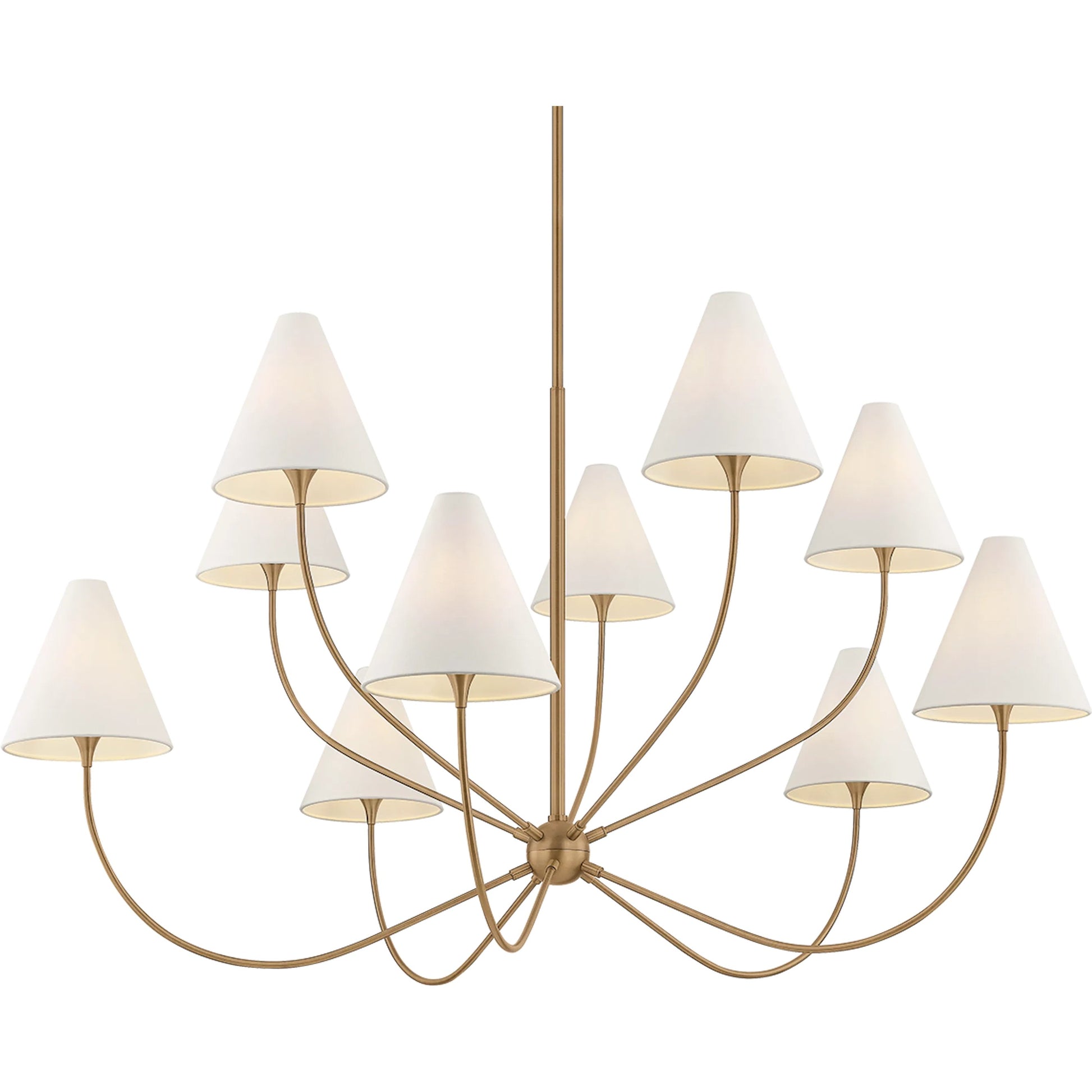 Evermore Chandelier by Troy in patina brass. Made from unique in a transitional style.